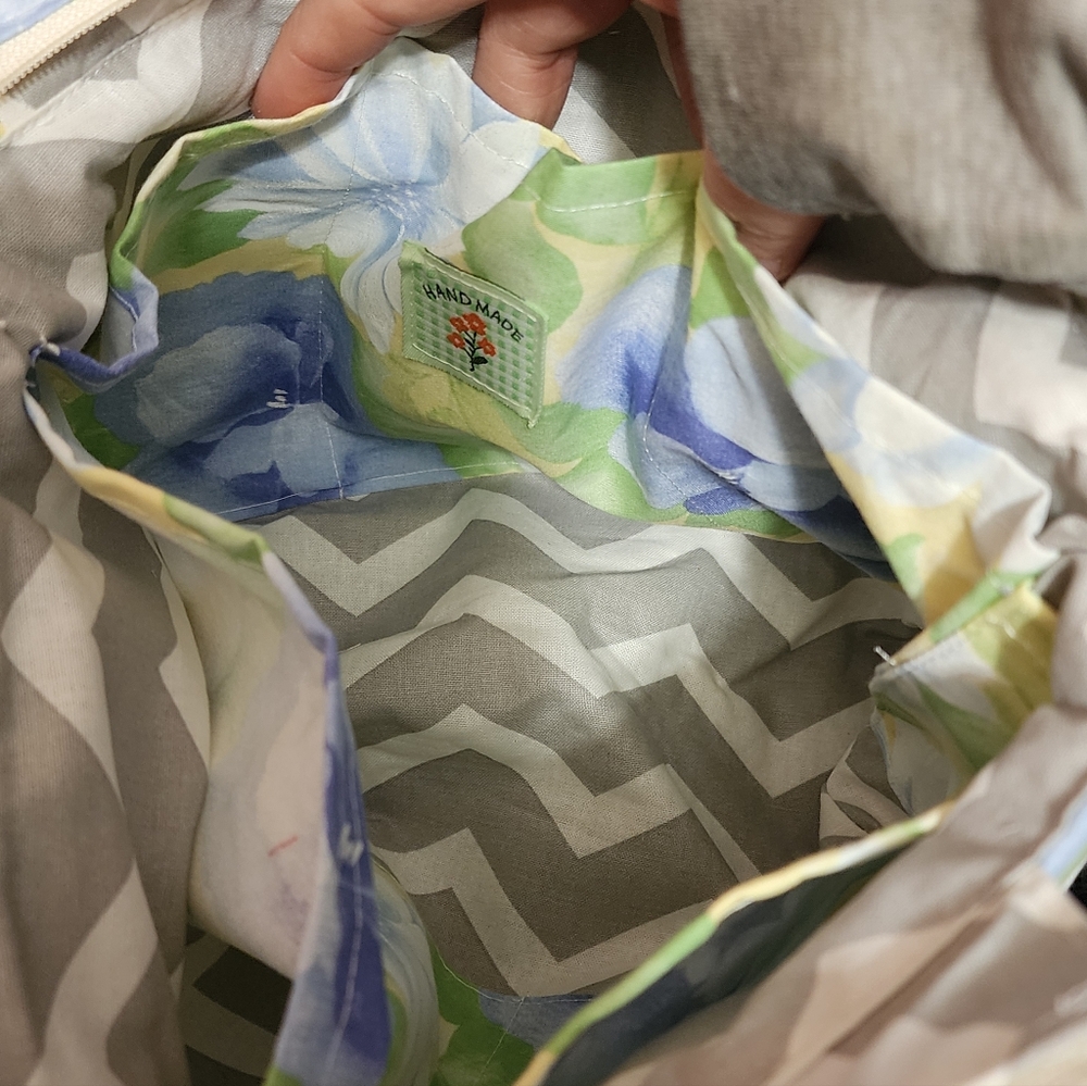 Floral Tote Bag - Blue and Green - Picture 6 of 6